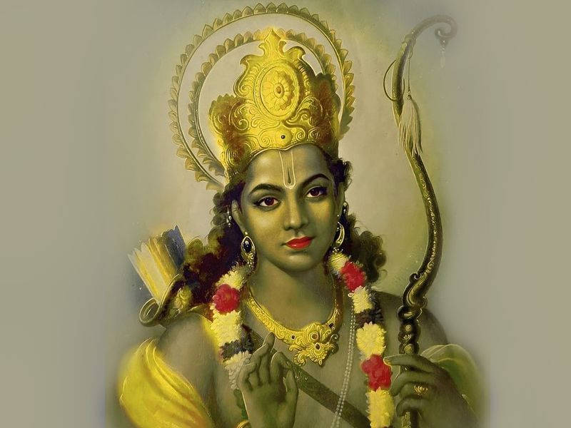 Hindu Saint Ram Ji With Crown Background