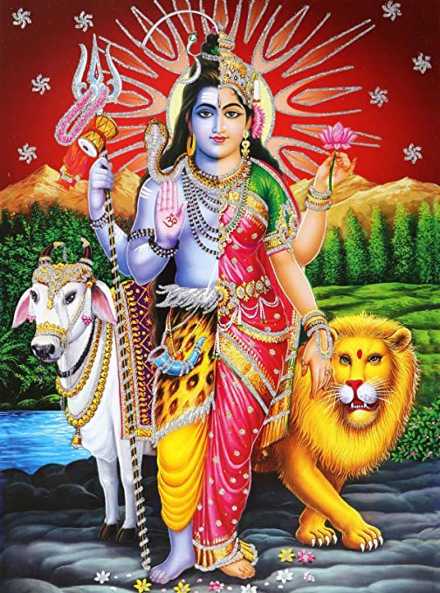 Hindu Shakti Duality Deity Background