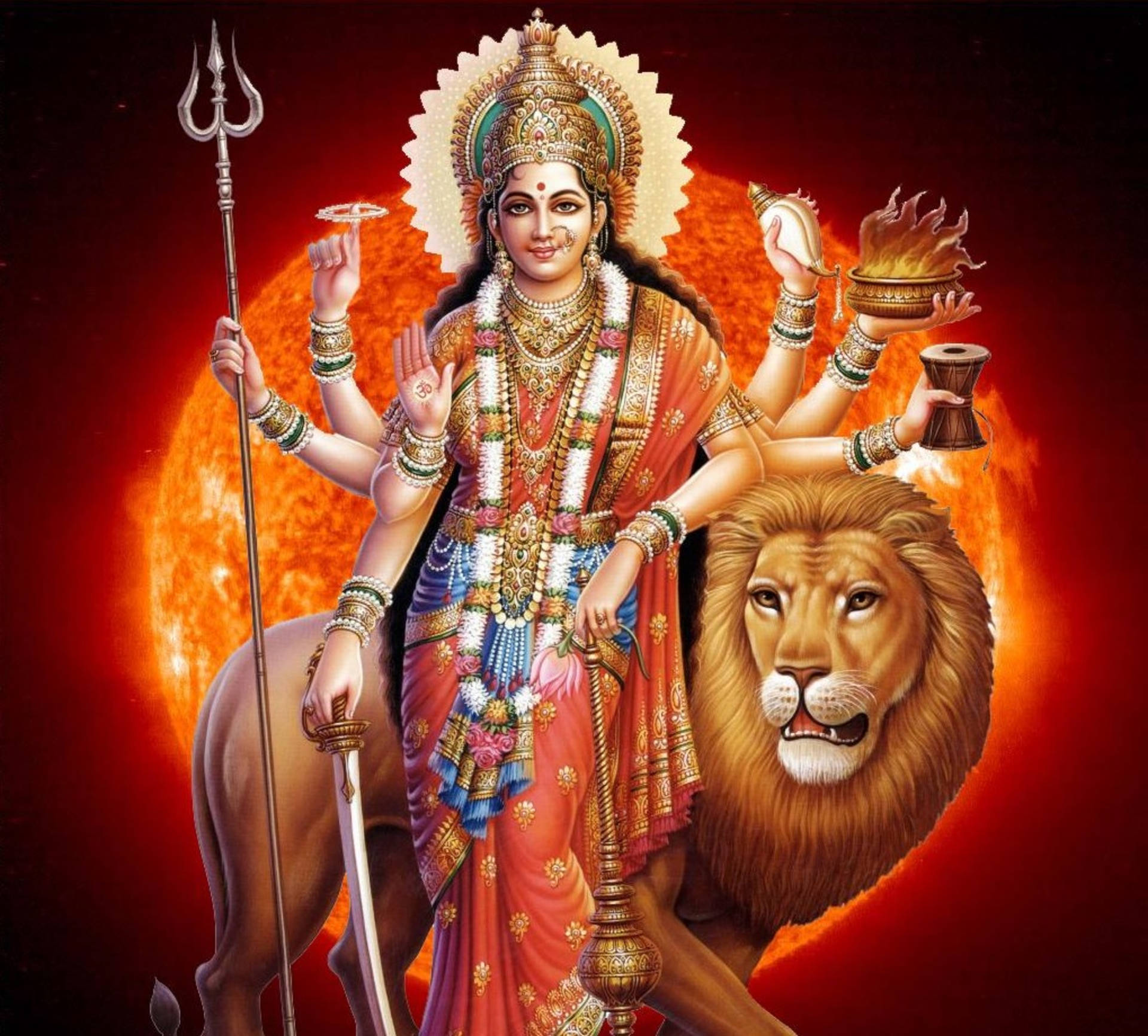 Hindu Shakti Goddess Of Femininity Background