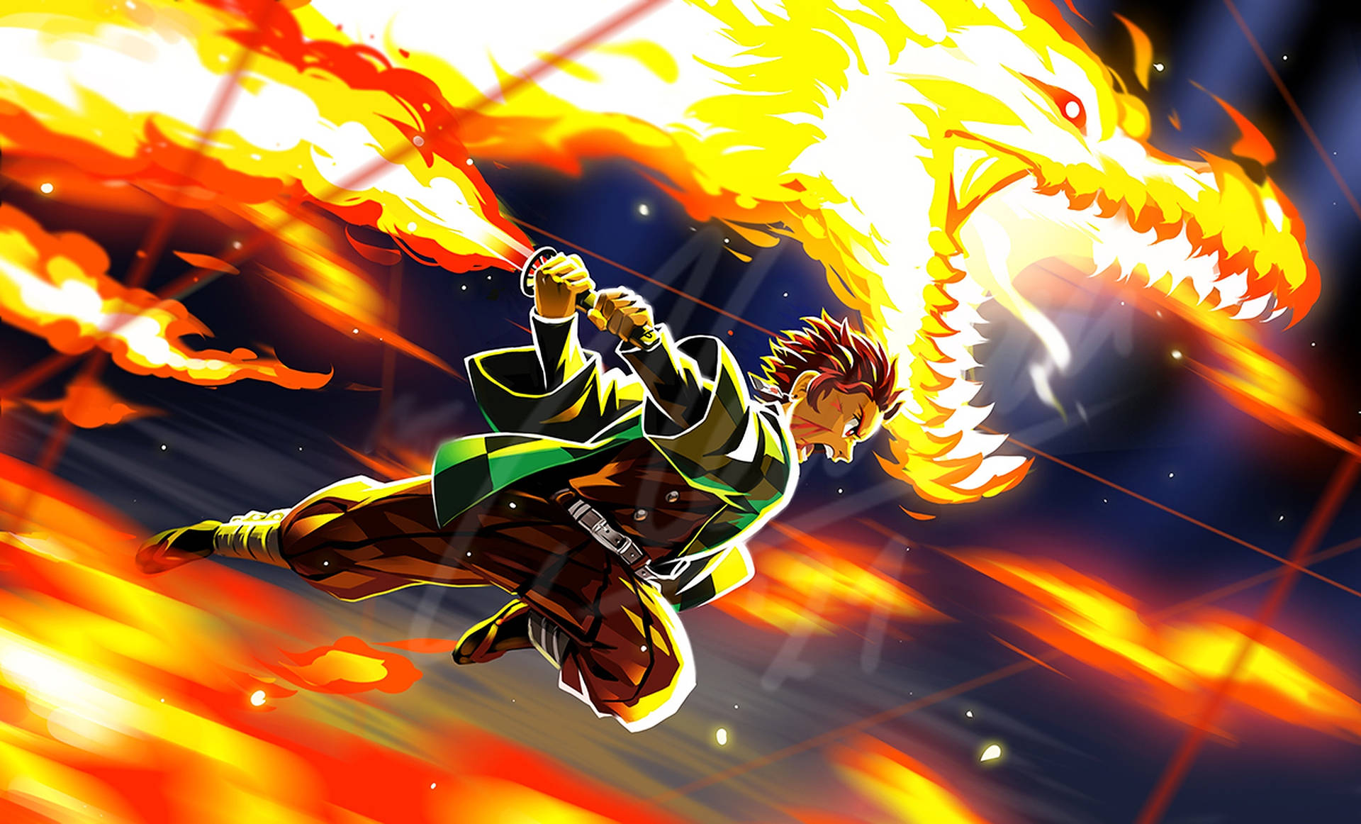 Hinokami Kagura Fire Dragon Background