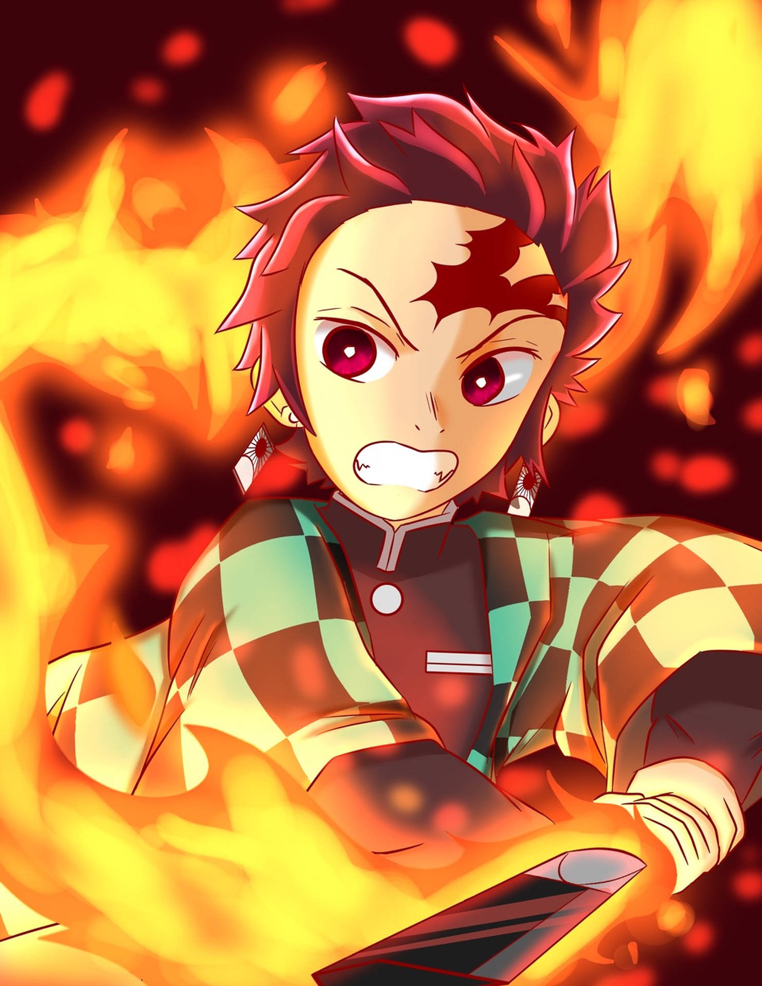 Hinokami Kagura Orange Flames Background