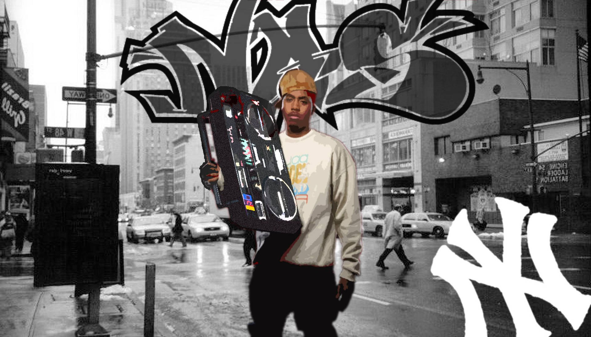 Hip-hop Legend Nas Graffiti Desktop