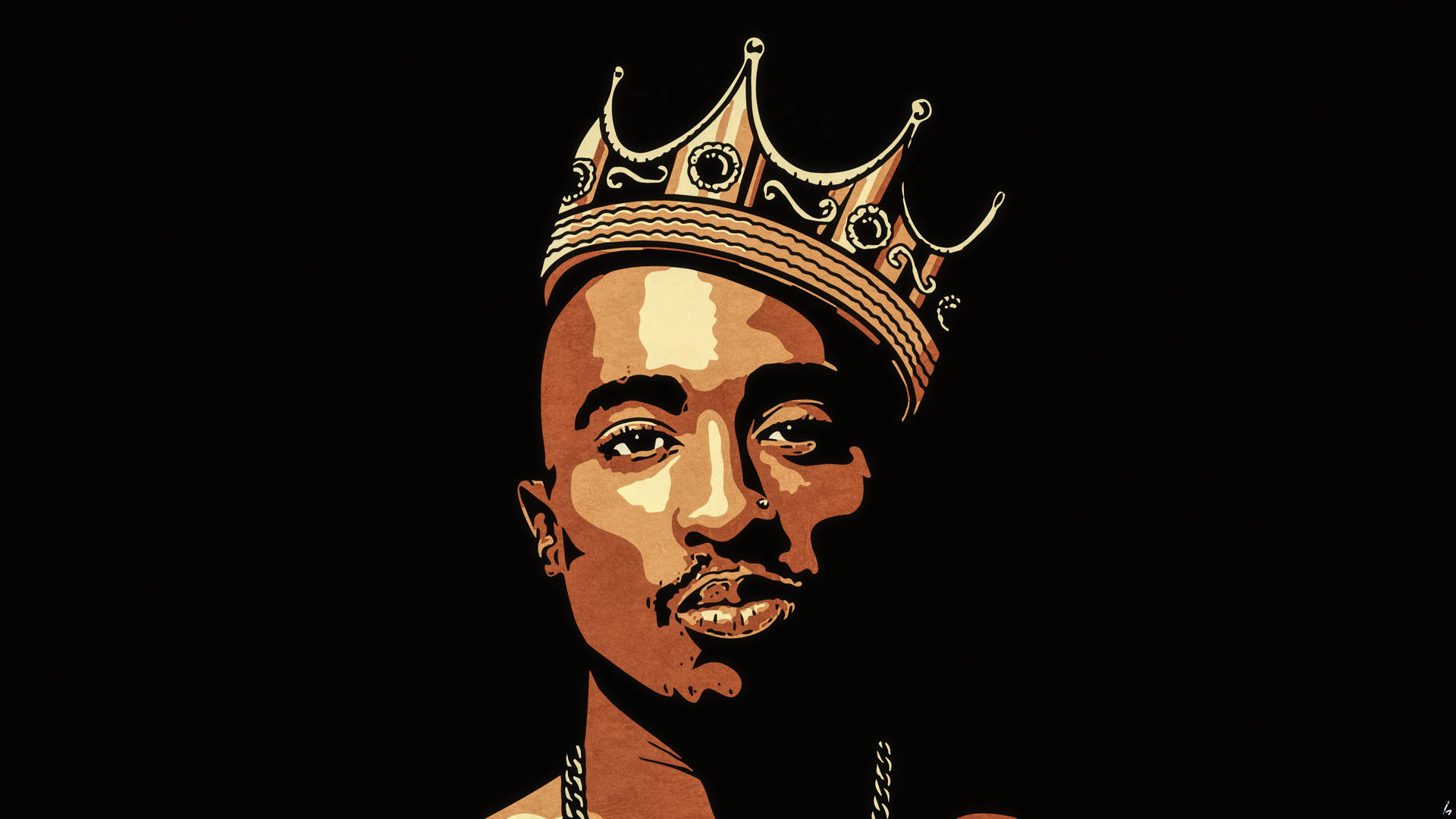 Hip-hop Royalty: 2pac Donning A Crown Against A Black Backdrop Background