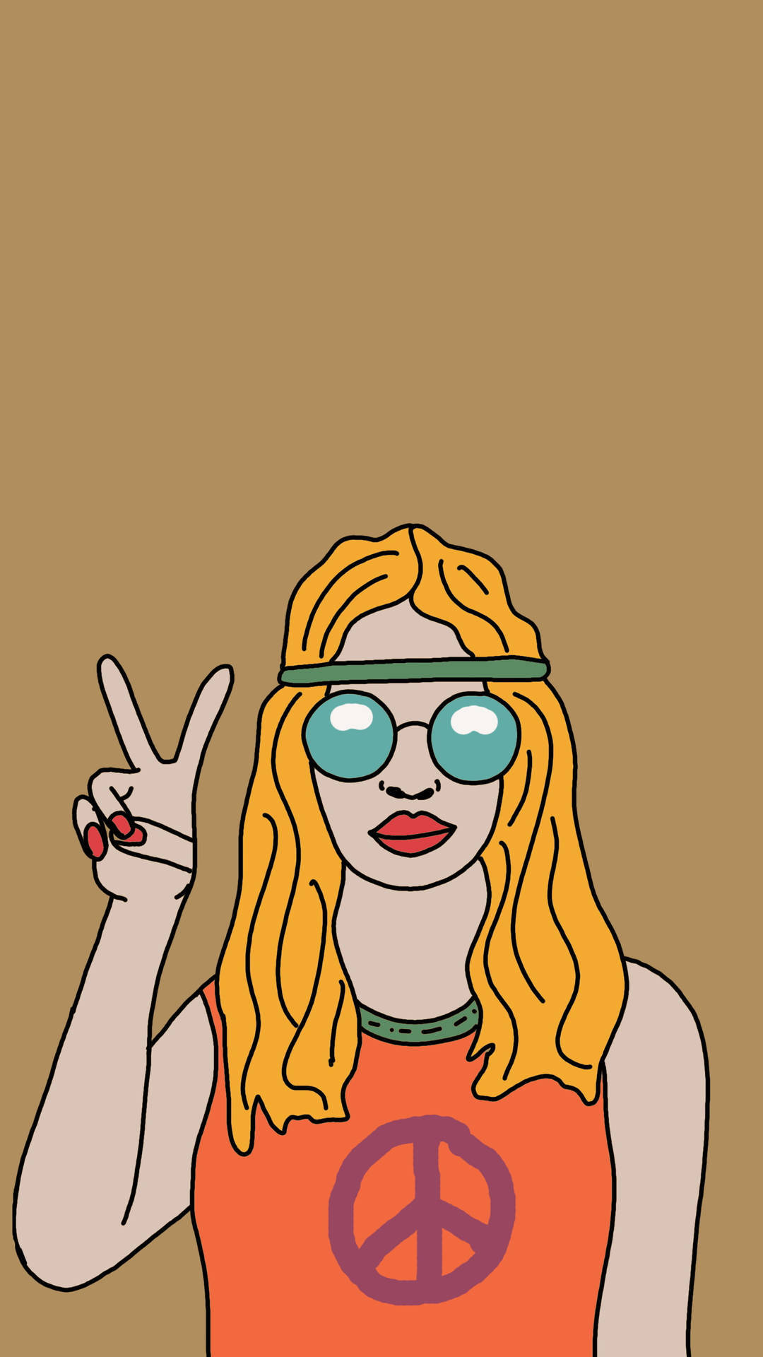 Hippie Aesthetic Girl Pop Art Background