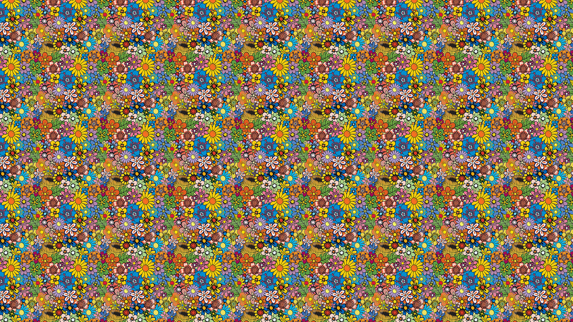 Hippie Coloured Cluster Of Flowers Background
