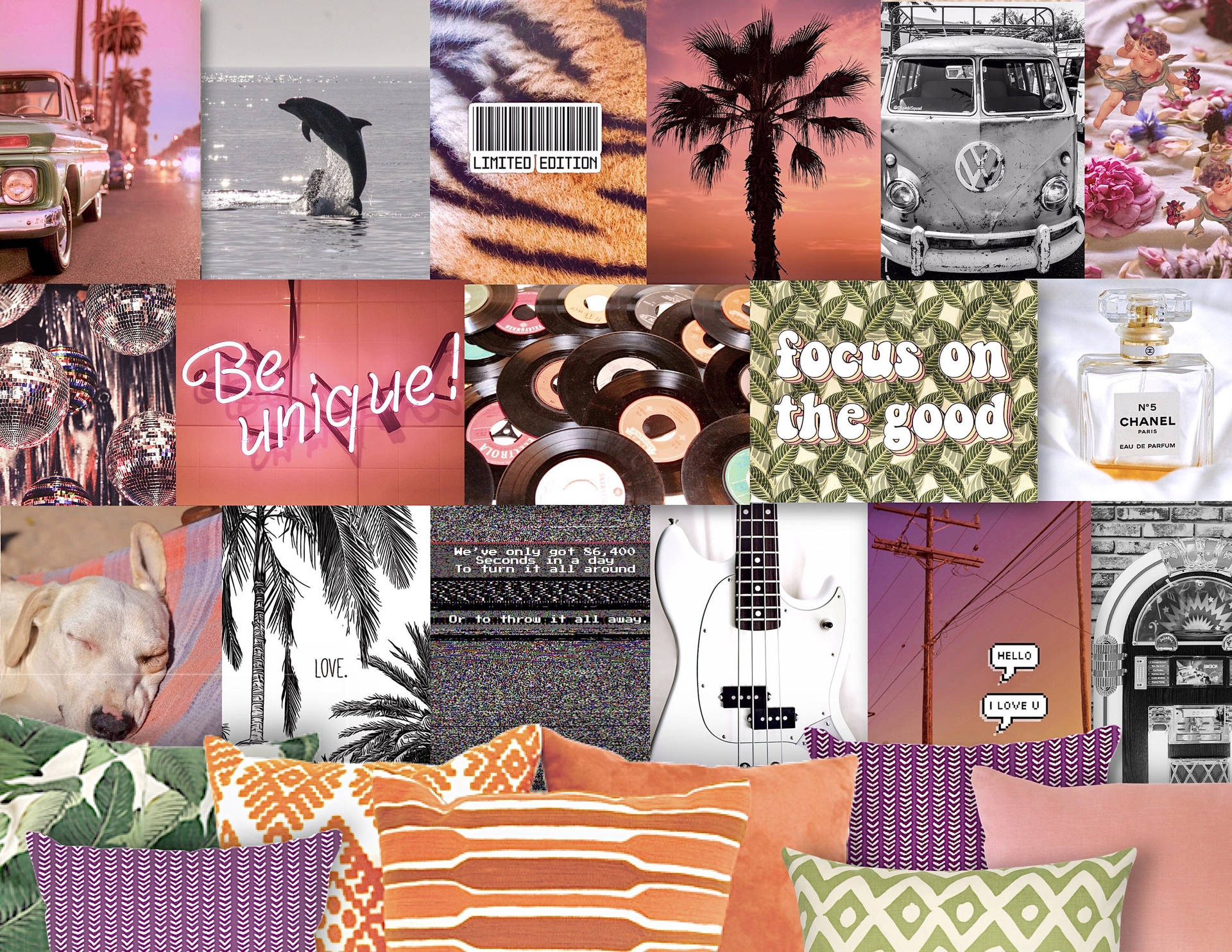 Hippie Indie Art Collage Background