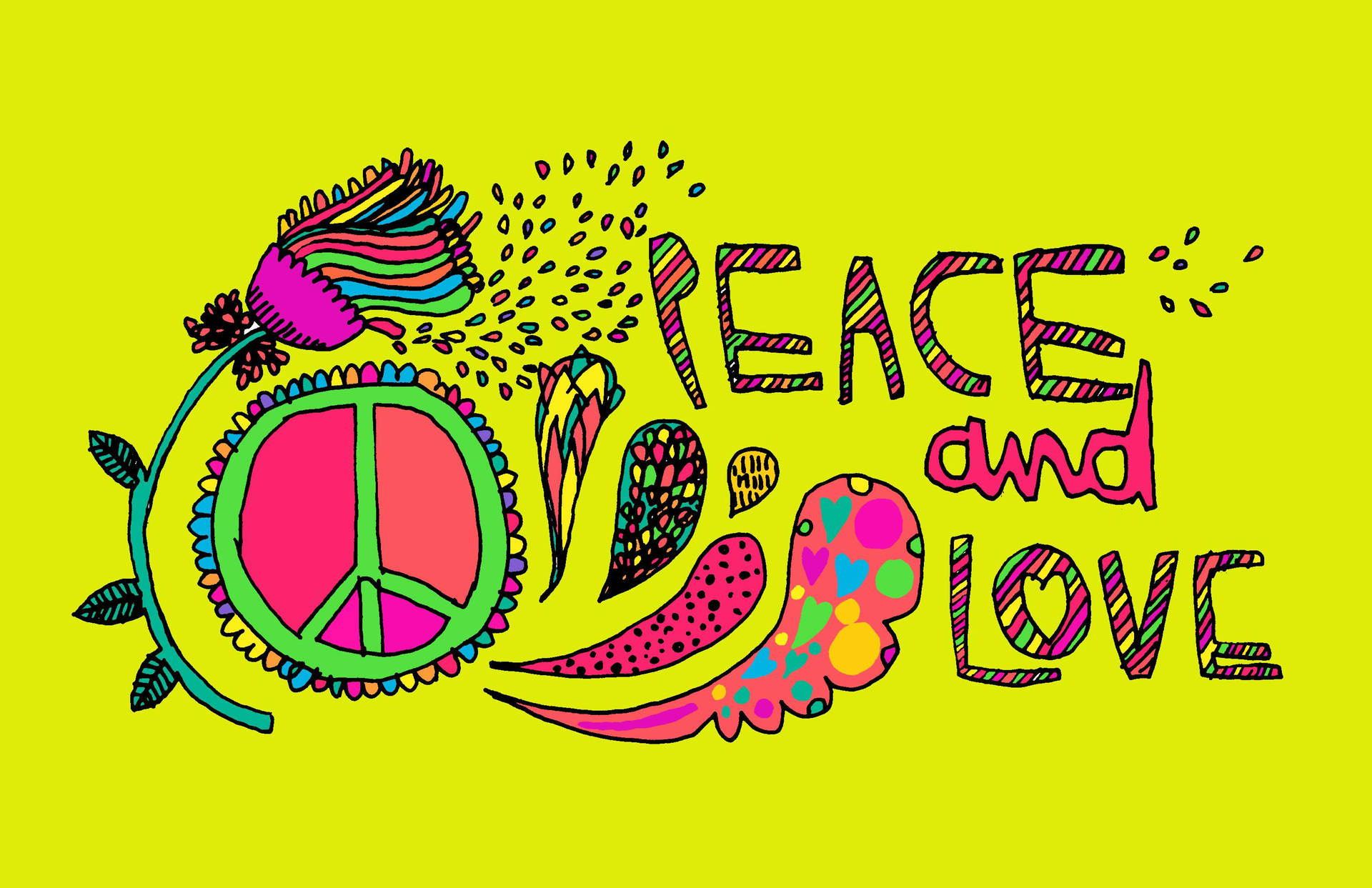 Hippie Peace And Love Poster Background