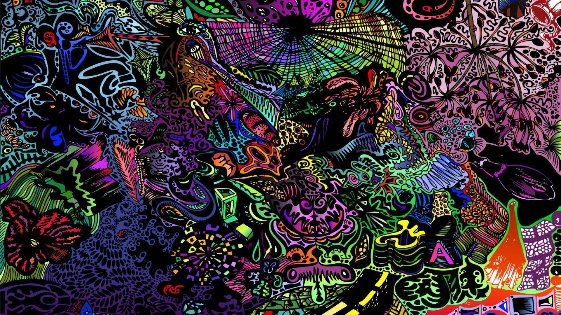 Hippie Random Line Pattern Illustration Background