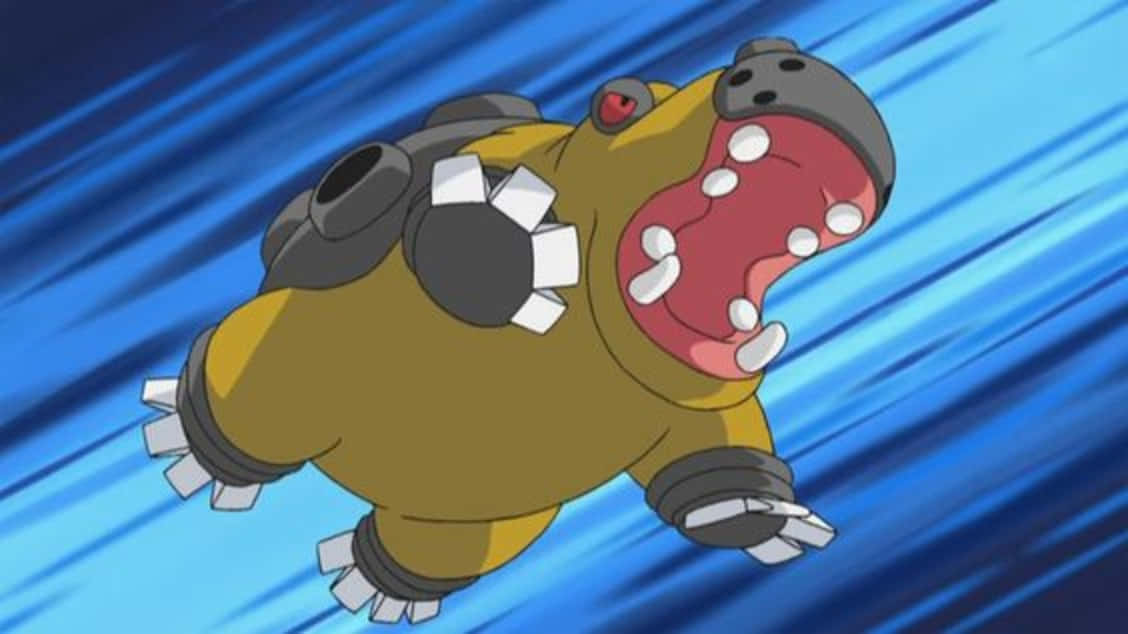 Hippowdon Attacks In Battle Background