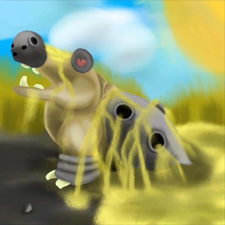 Hippowdon Bathing In Sand Background