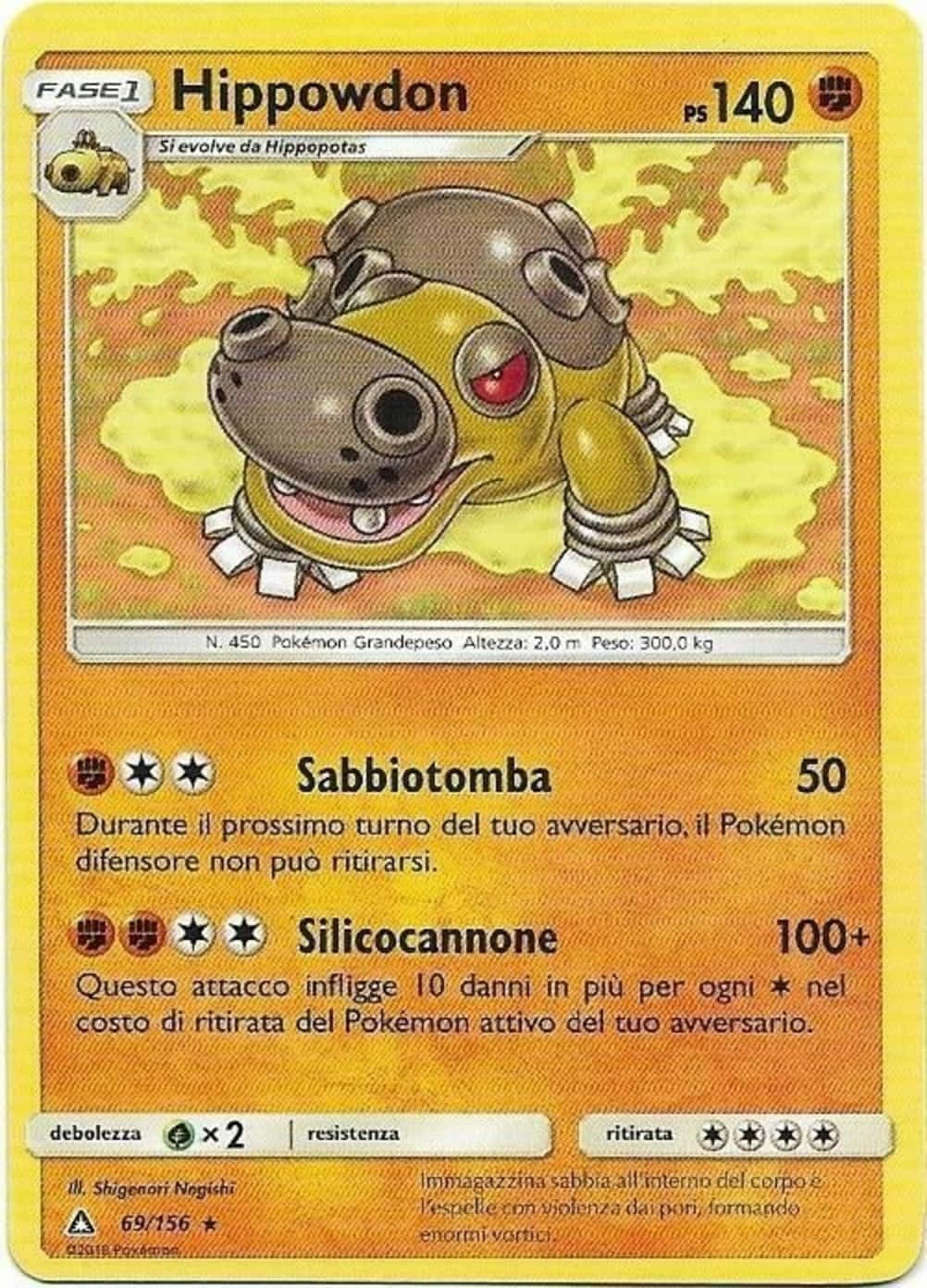 Hippowdon Trading Card In Italian Background