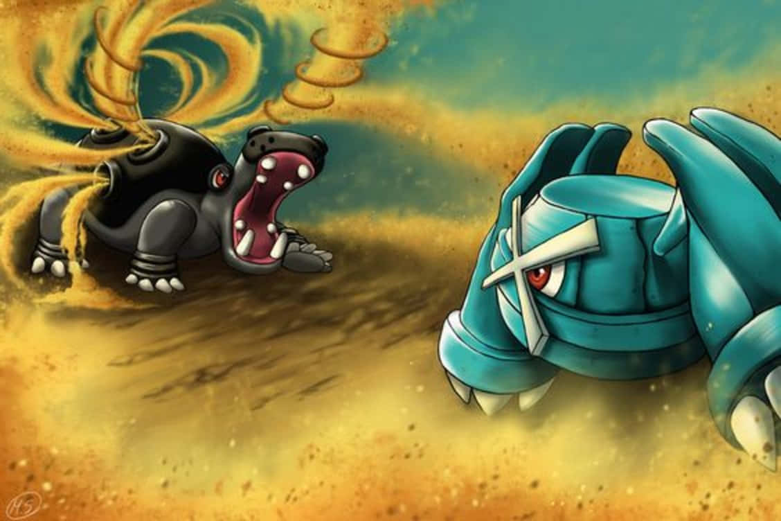 Hippowdon Versus Metagross Background
