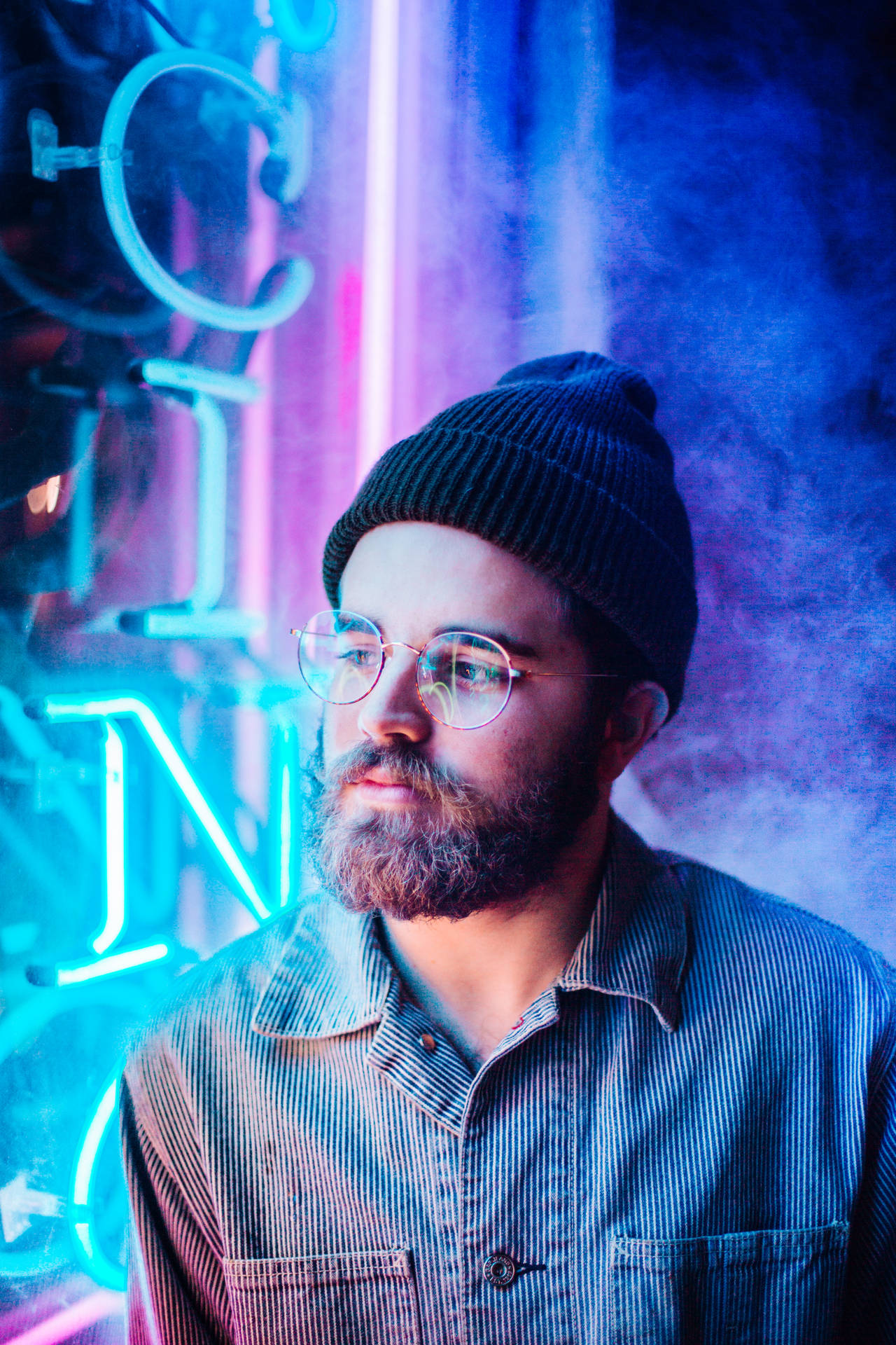 Hipster Man With Cool Effects Background