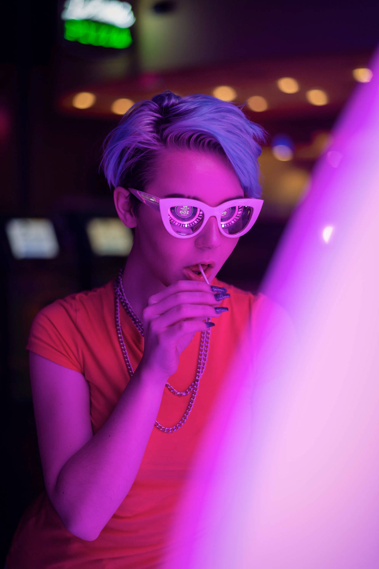 Hipster Neon Blue Coloured Hair Background
