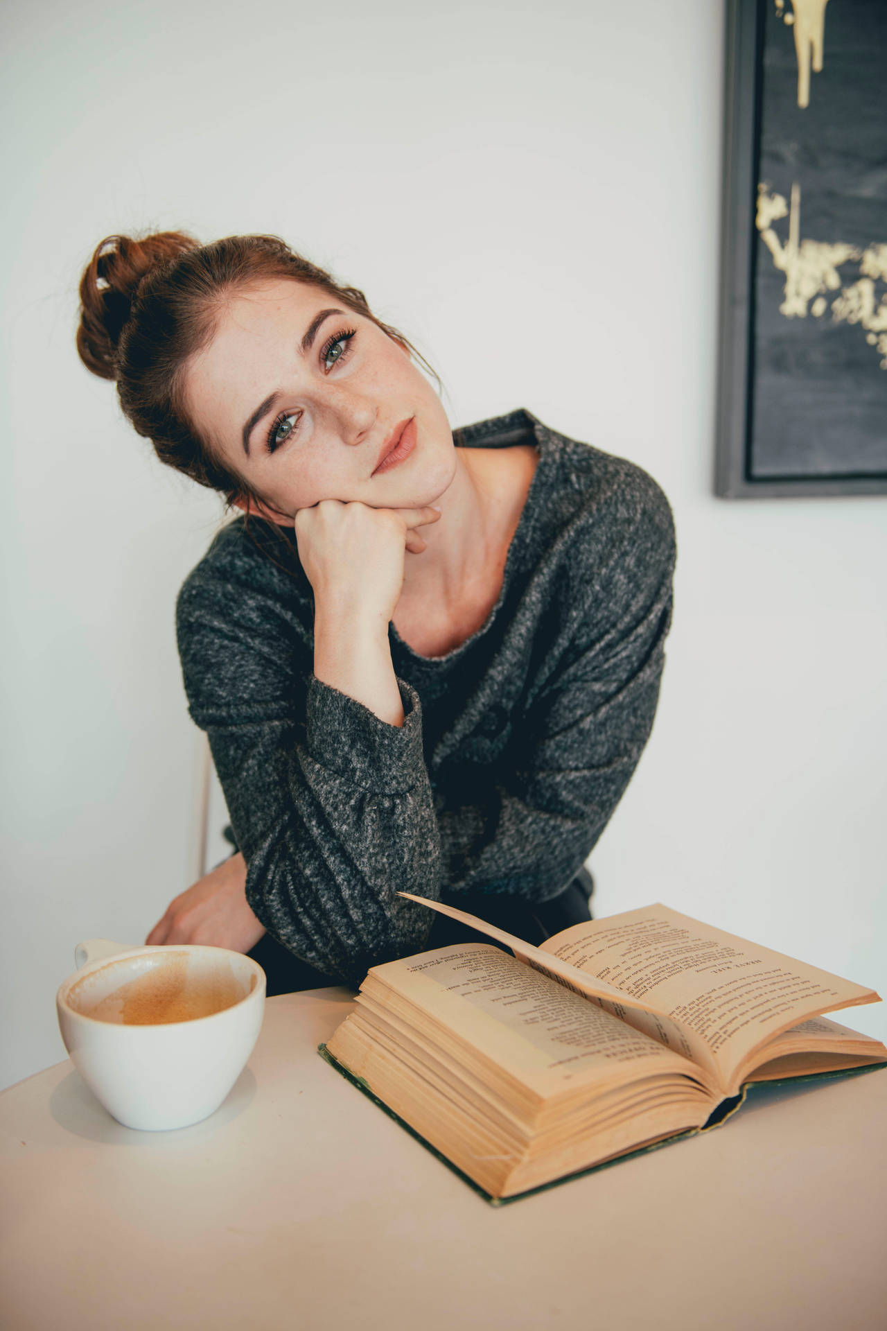 Hipster With Book And Coffee Background
