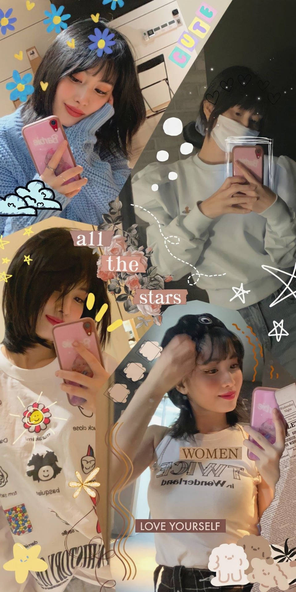 Hirai Momo Selfie Collage Background