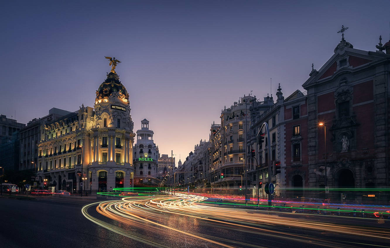 Historic Calle Gran Vía Madrid Background