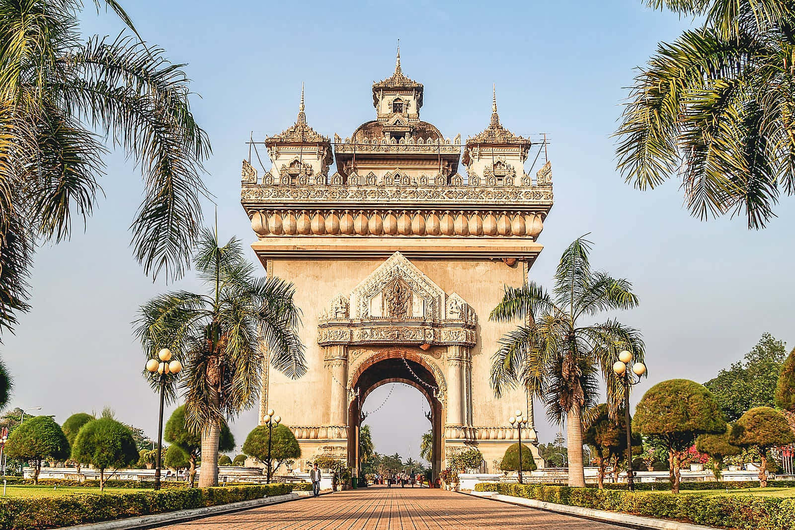 Historic Patuxai Monument Front View Background