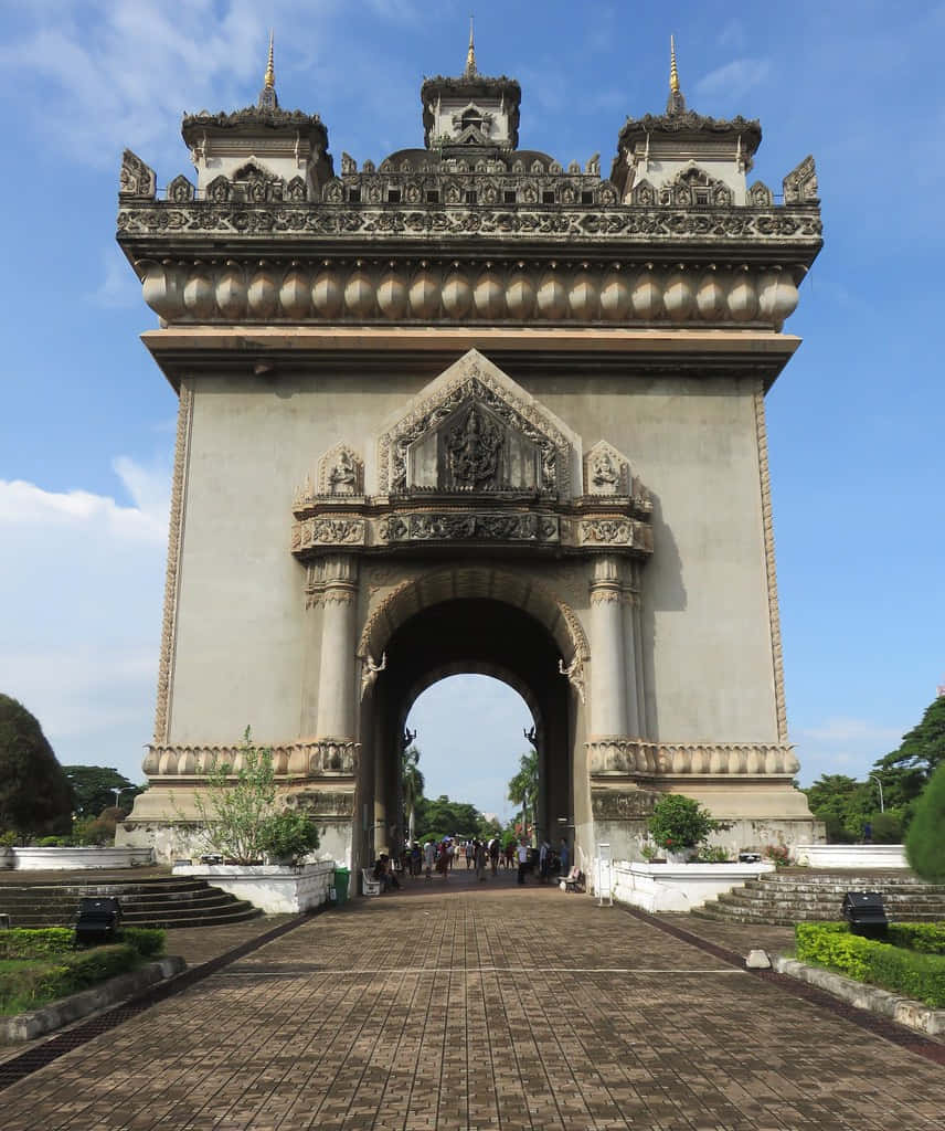 Historic Patuxai War Monument Laos Background