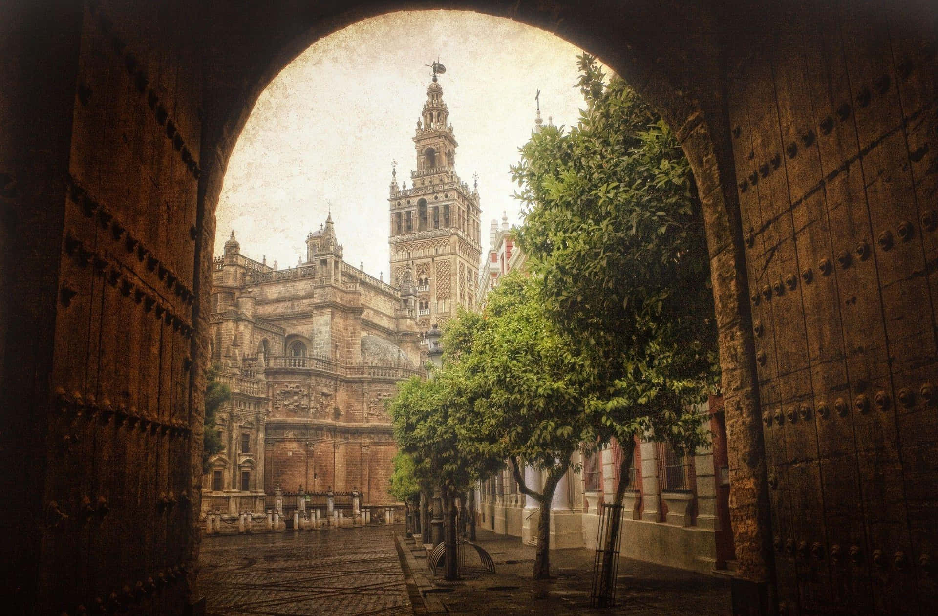 Historic Seville Cathedral Textured Image Background
