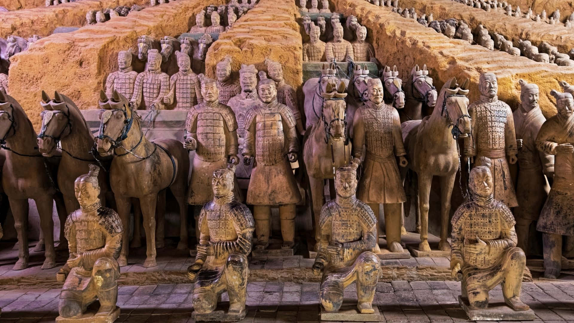 Historic Terracotta Warriors Museum China Background