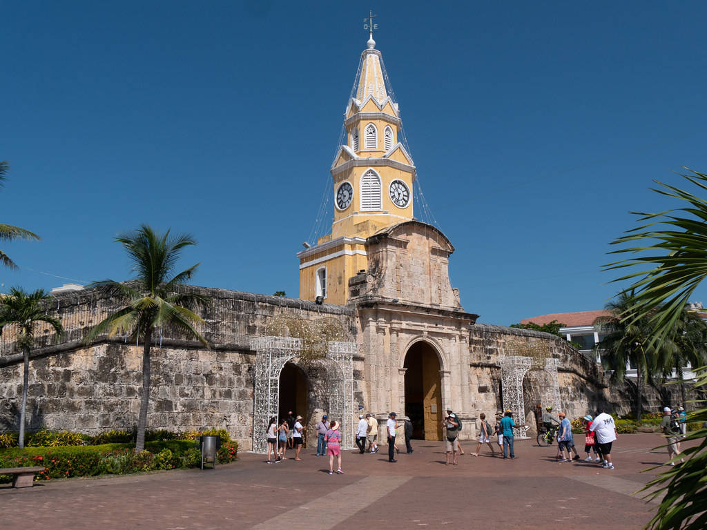 Historic Torre Del Reloj Monument In Cartagena