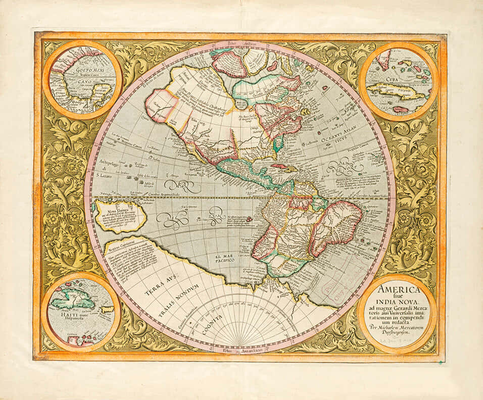 Historical Circular Mapof America Background