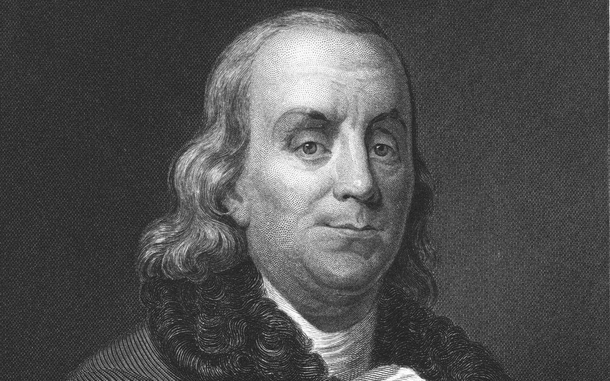 Historical Greyscale Portrait Of Benjamin Franklin Background