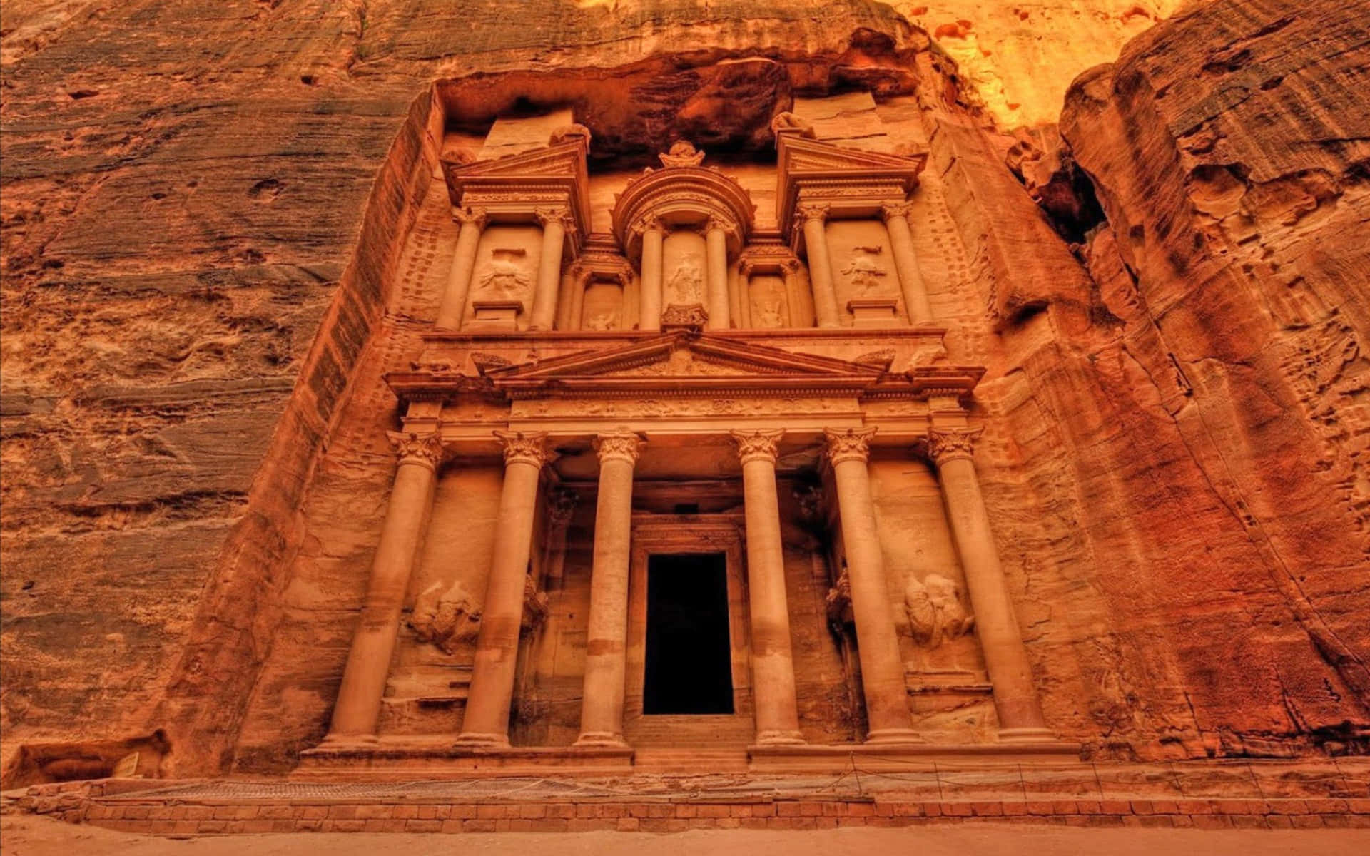 Historical Site In Petra Jordan Background