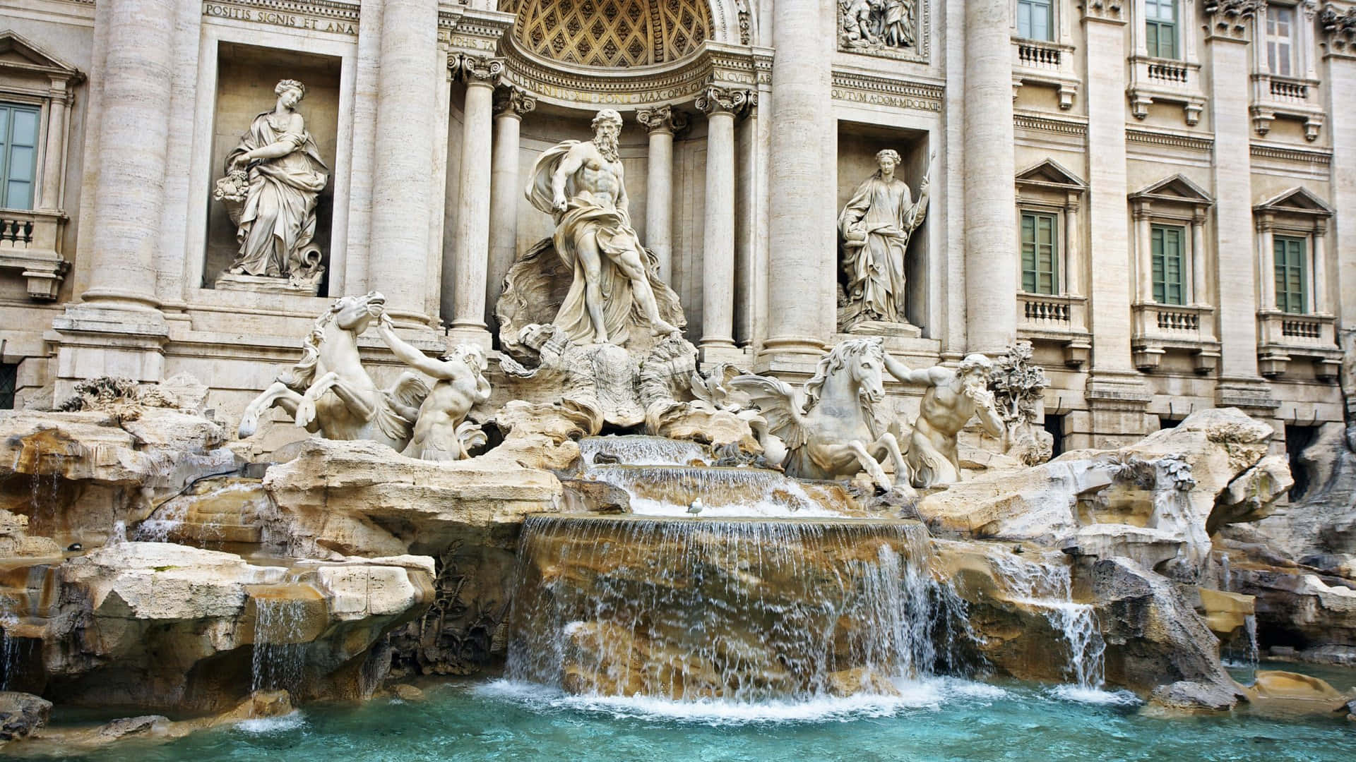 Historical Trevi Fountain Background