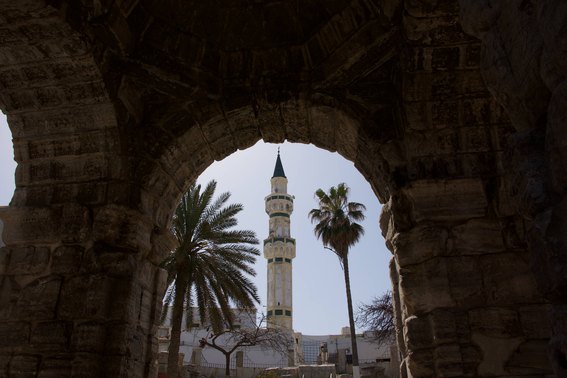 Historical Triumphal Arch Libya Background