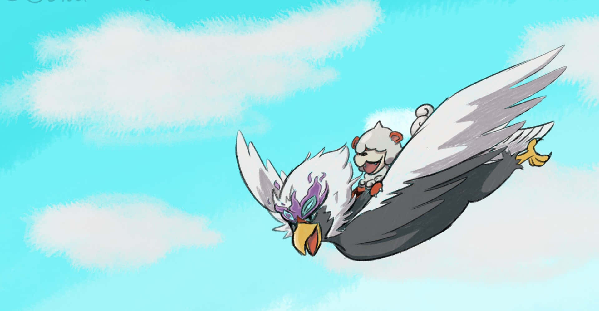 Hisuian Braviary Carrying Growlithe Background