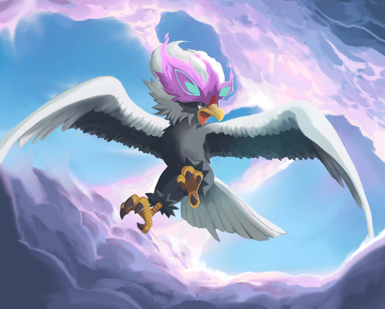 Hisuian Braviary Flying In The Clouds