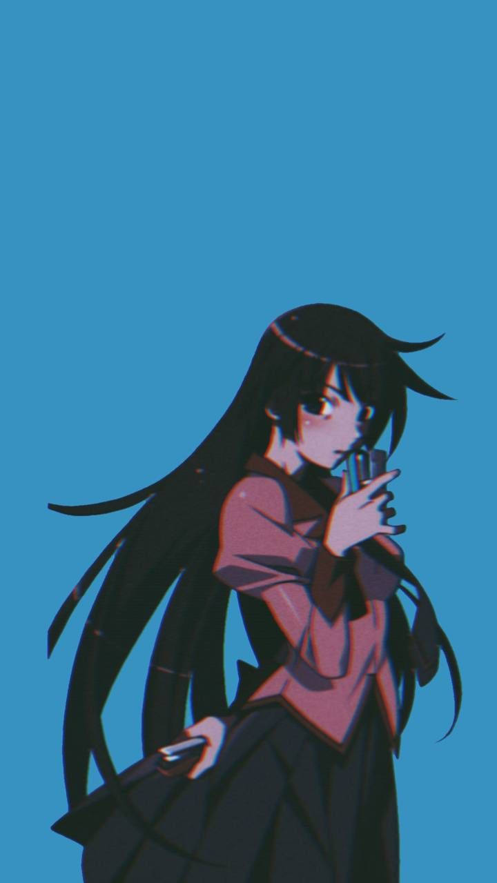 Hitagi Senjougahara Aesthetic Anime Girl Iphone Background