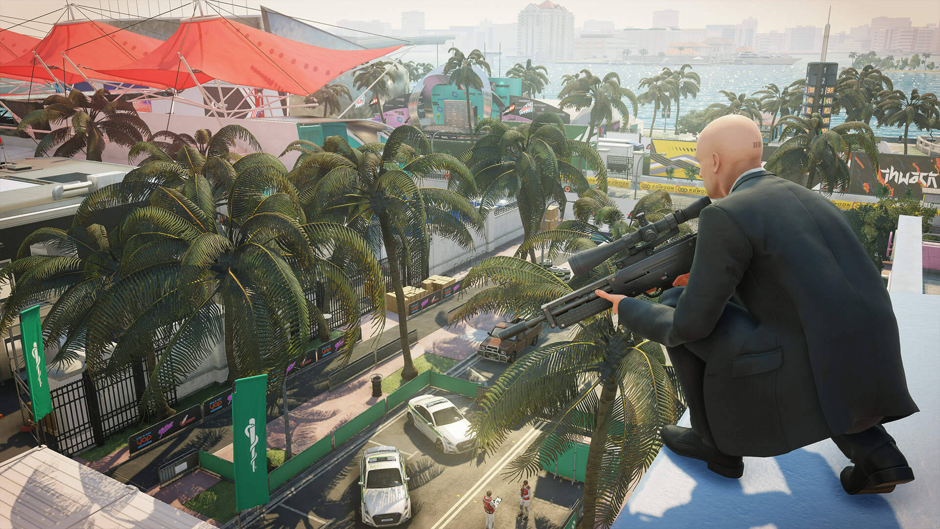 Hitman 2 Sniper In Formal Top View Background