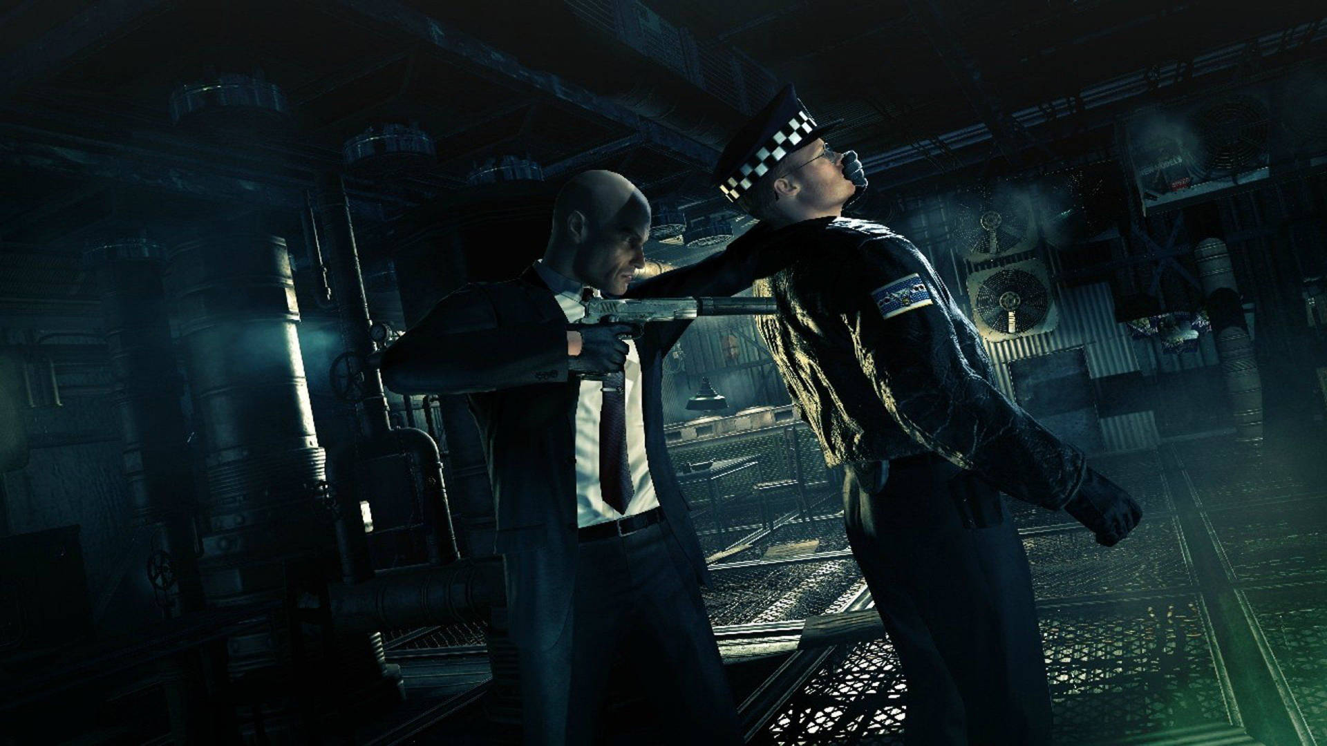 Hitman Absolution Gun On Police Background