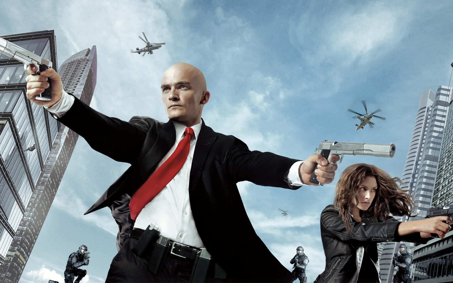 Hitman Agent 47 Holding Pistols Background