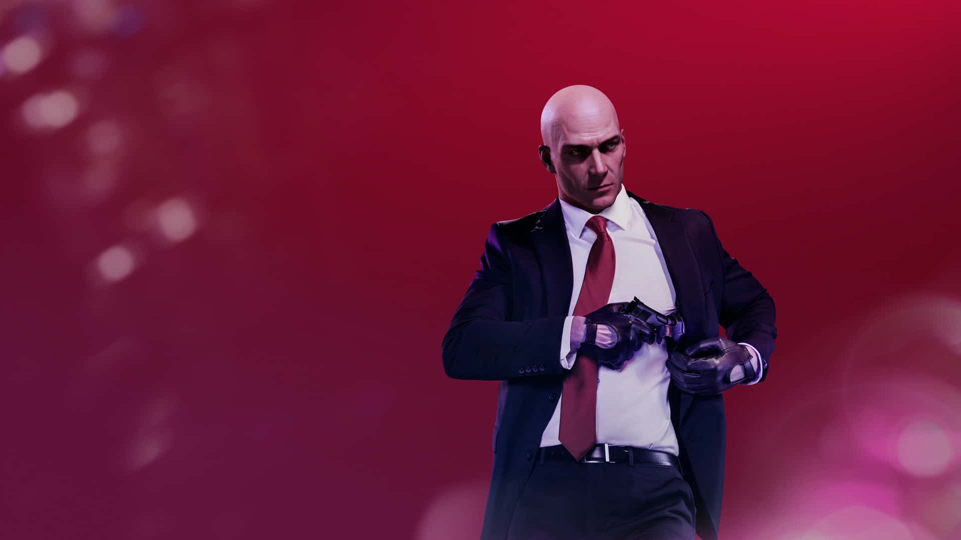 Hitman Agent 47 Holstering A Gun Background