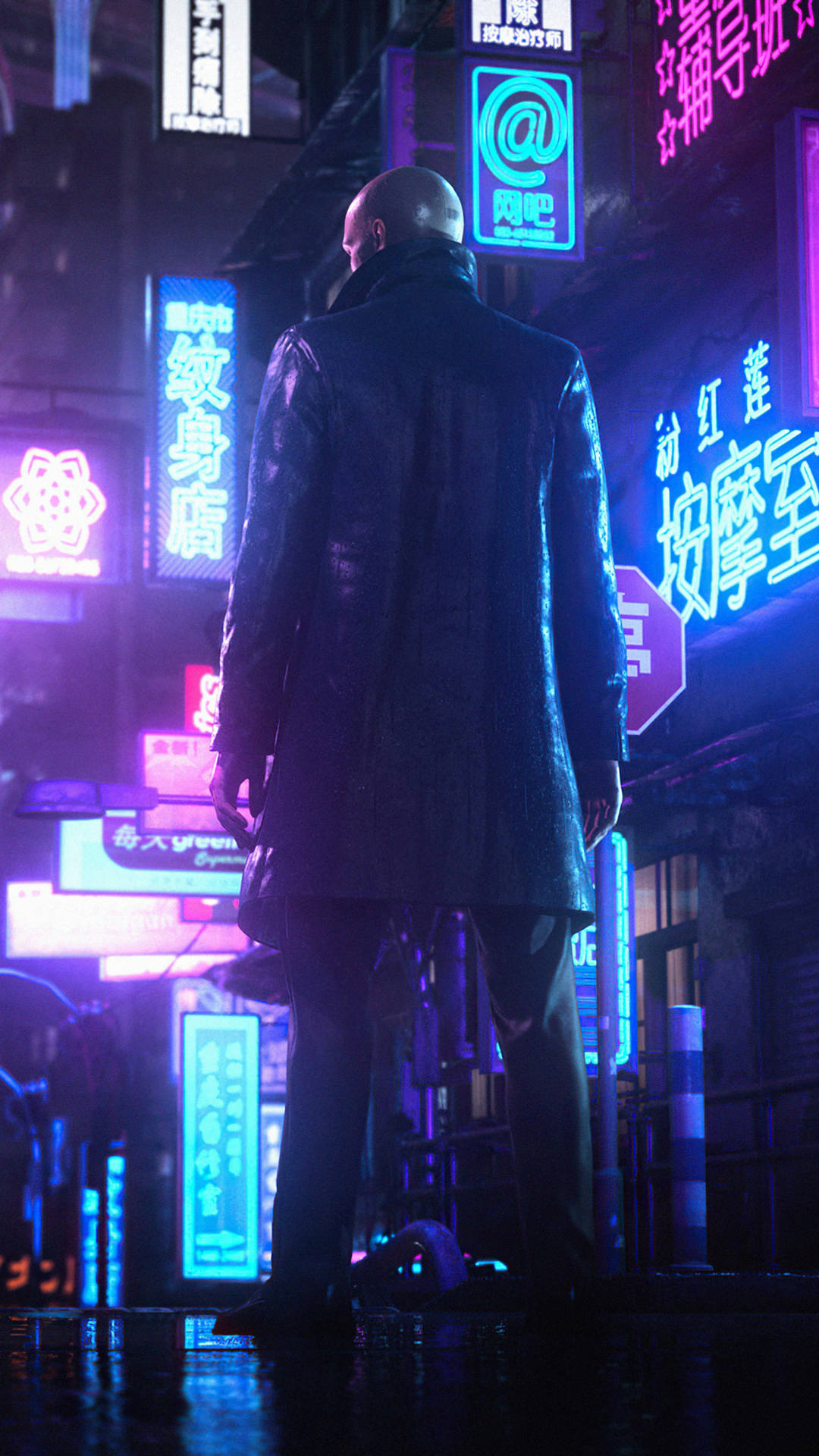 Hitman Phone Agent 47 Neon Lights Background