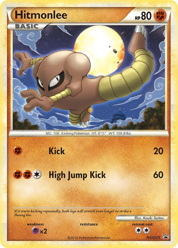 Hitmonlee Trading Card With Moon