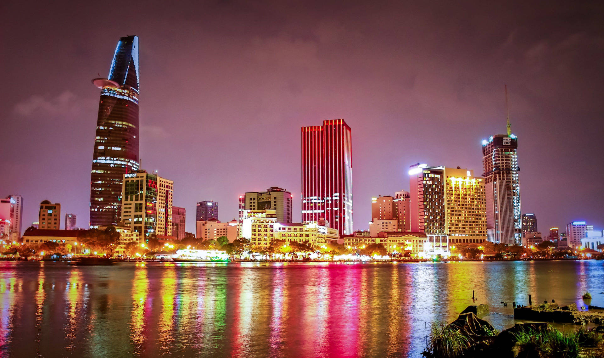 Ho Chi Minh City Neon Lights Background