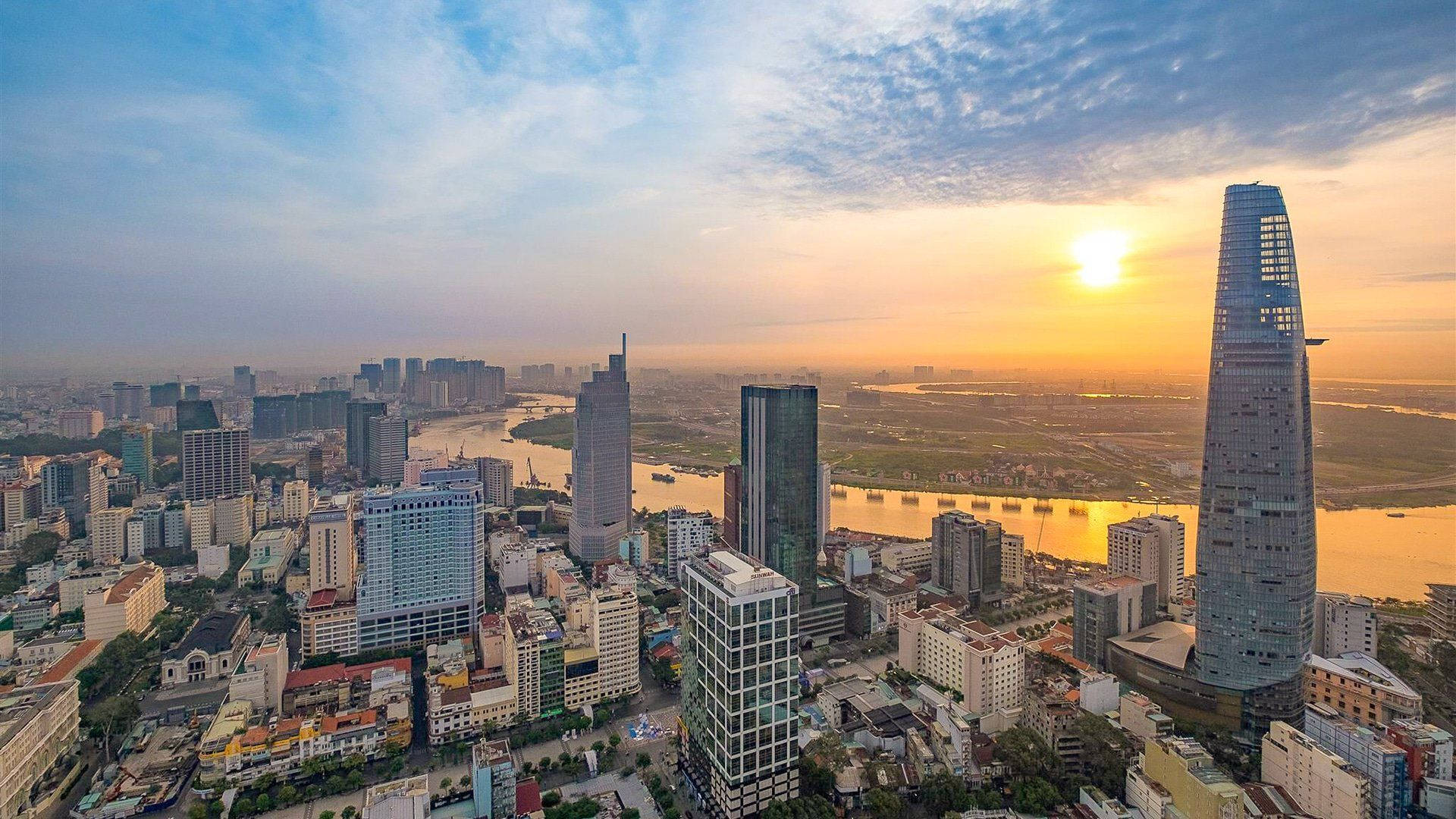 Ho Chi Minh City Rising Sun Background
