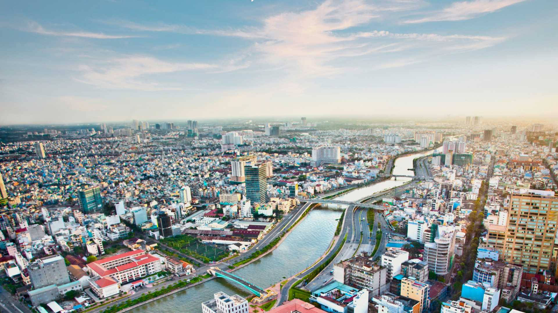 Ho Chi Minh City River Bridges Background