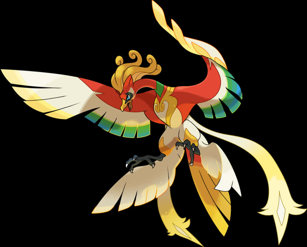 Ho-oh Against White Background Background