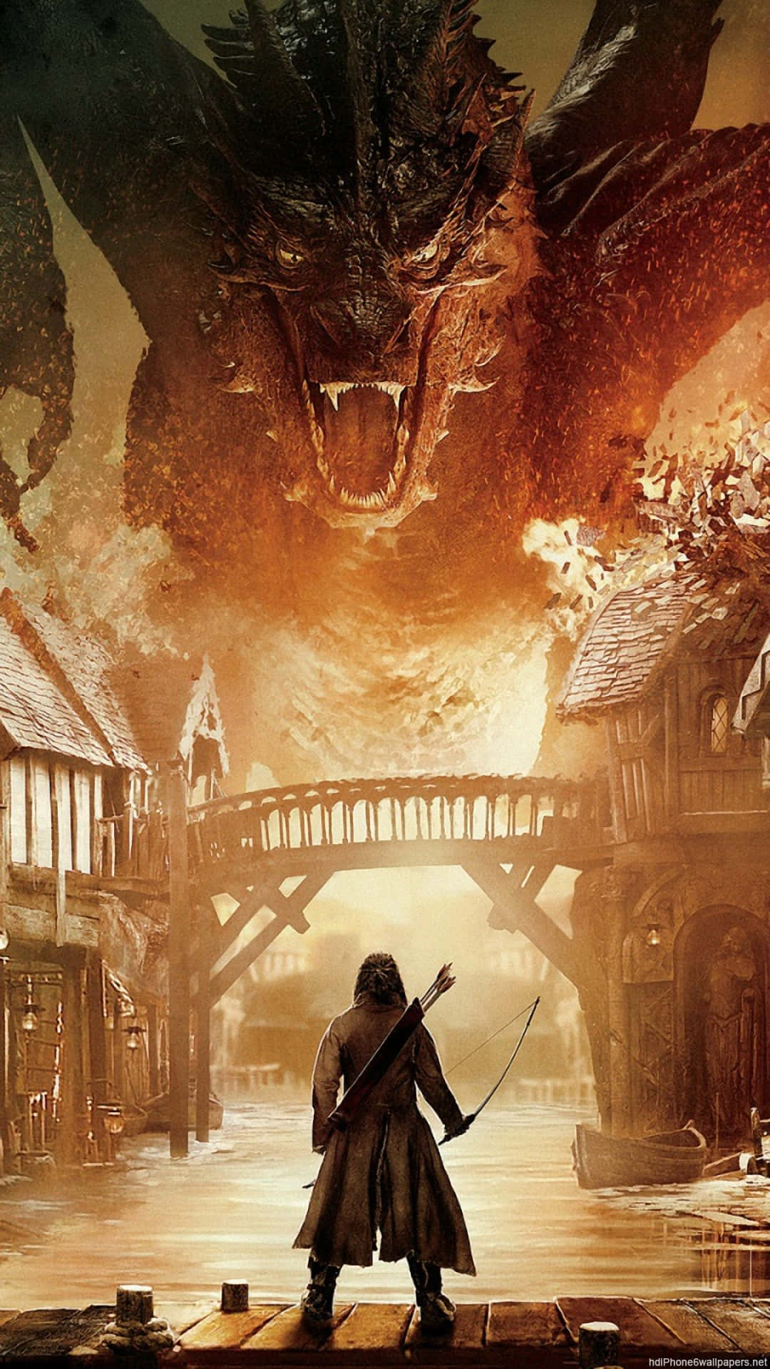 Hobbit Facing Dragon Confrontation Background