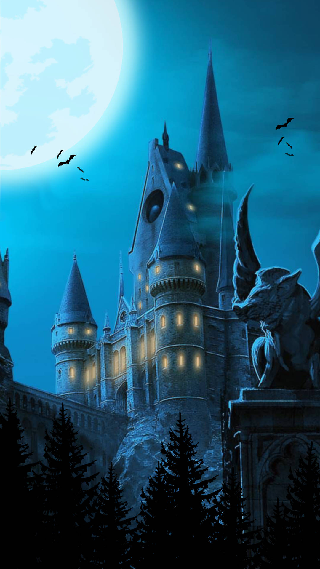 Hogwarts Aesthetic Castle At Night Background