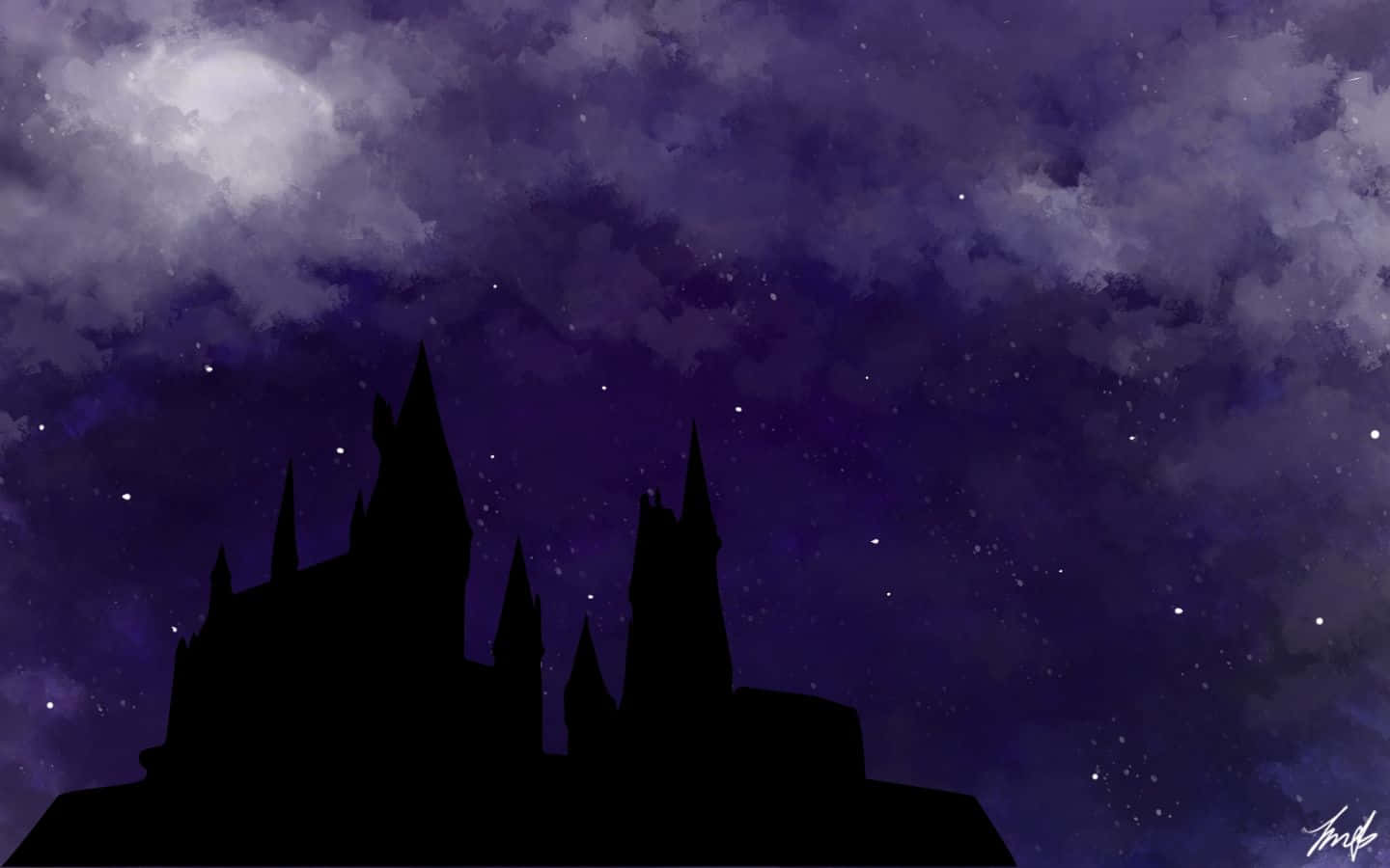 Hogwarts At Night Desktop Background