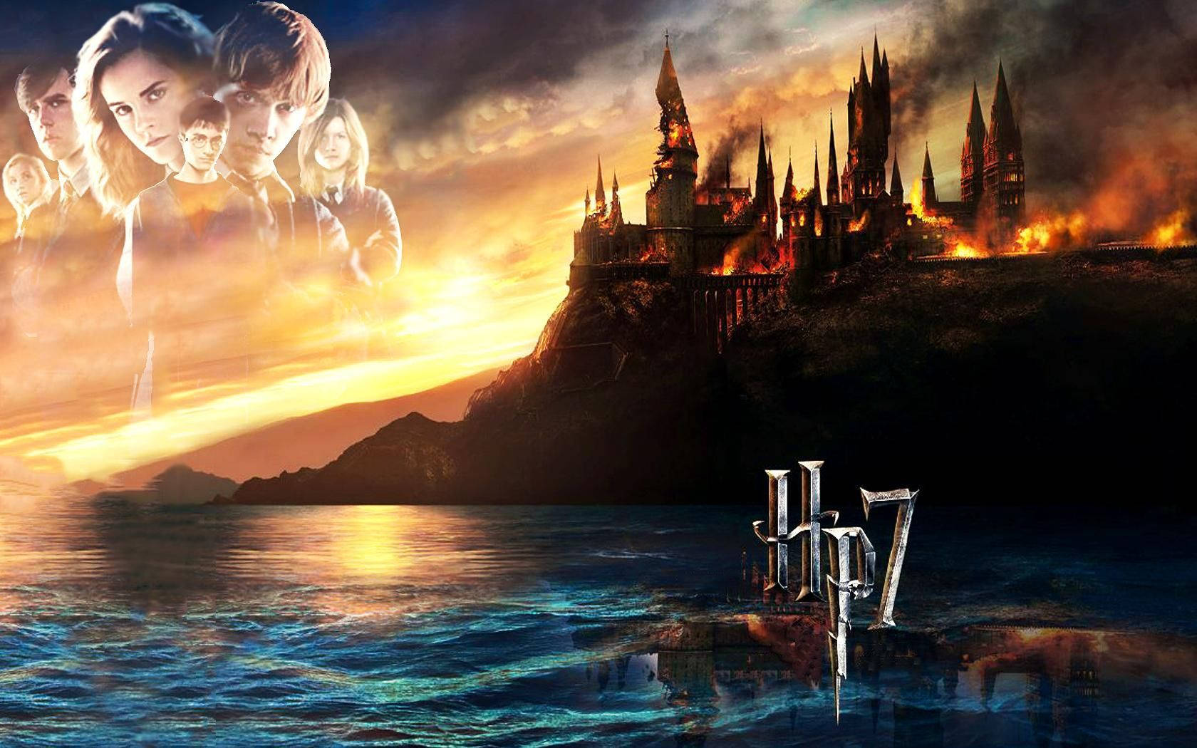 Hogwarts Burning Castle Harry Potter Desktop Background