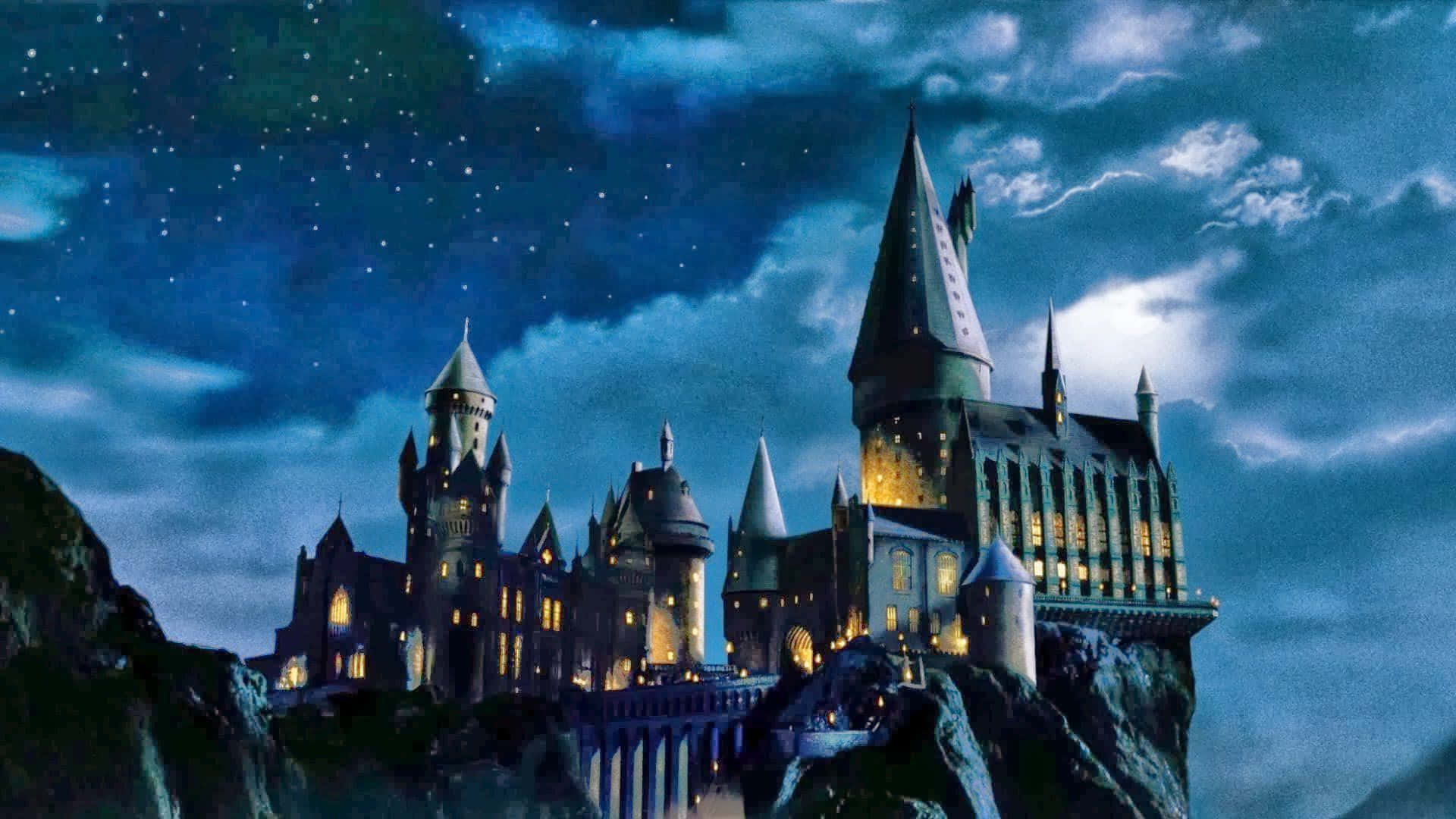 Hogwarts Castle At Night With Stars In The Sky