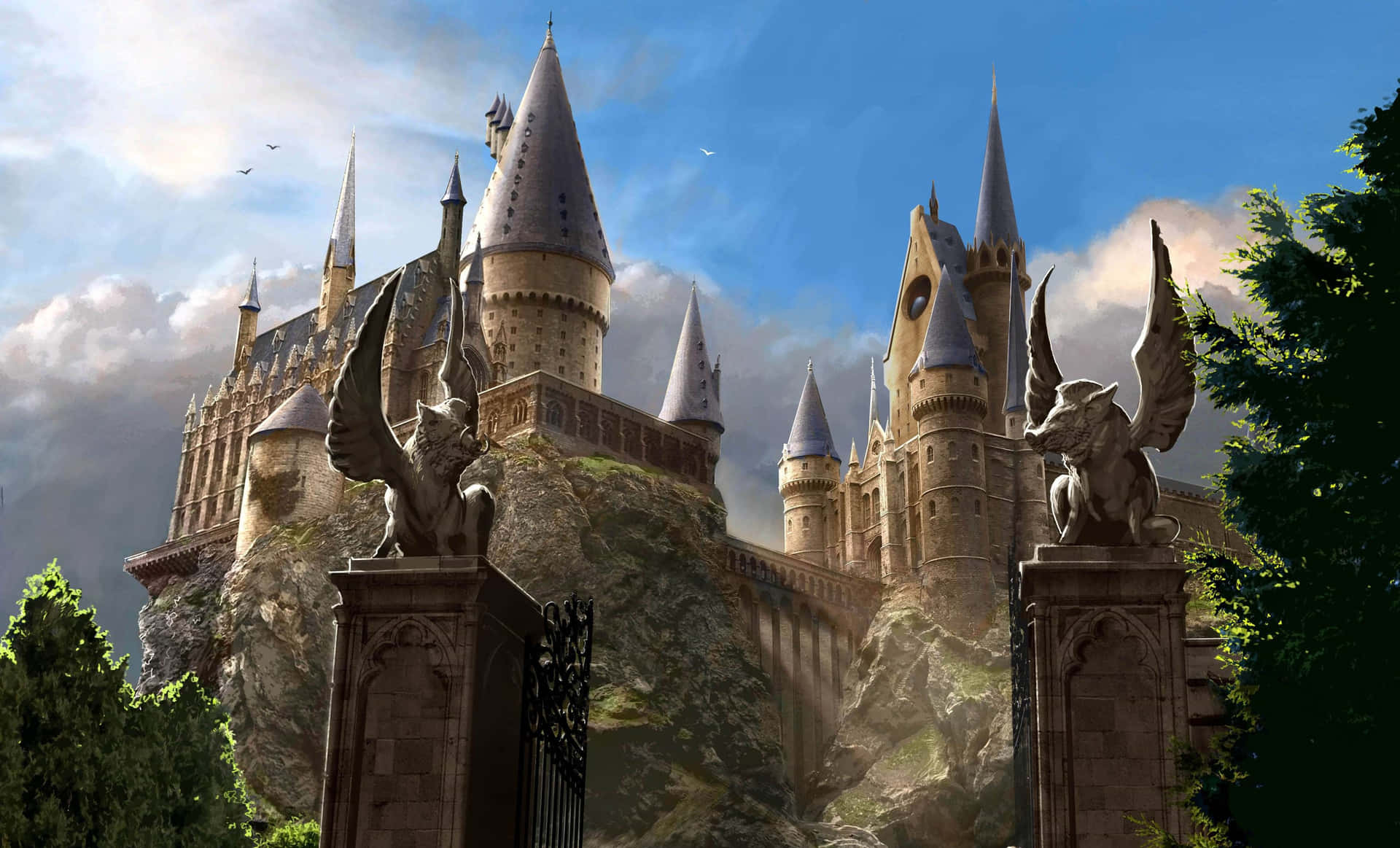Hogwarts Castle Blue Sky Background